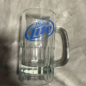 Miller‎ Lite True Pilsner Beer Ribbed Glass 5 5/8" Mug Vntg Barware